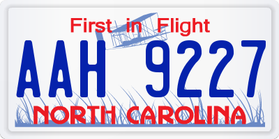 NC license plate AAH9227