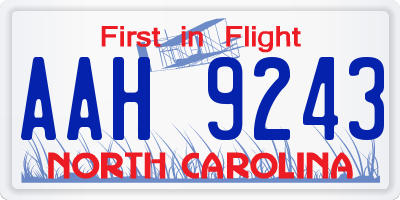 NC license plate AAH9243