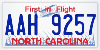 NC license plate AAH9257
