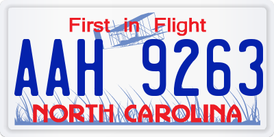 NC license plate AAH9263