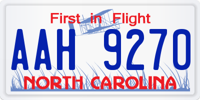 NC license plate AAH9270