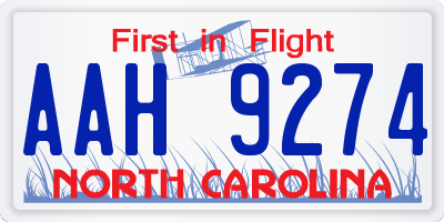 NC license plate AAH9274