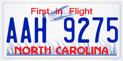 NC license plate AAH9275