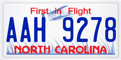 NC license plate AAH9278