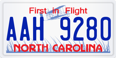 NC license plate AAH9280