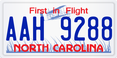 NC license plate AAH9288