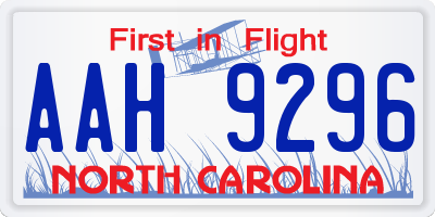 NC license plate AAH9296