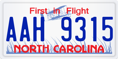 NC license plate AAH9315