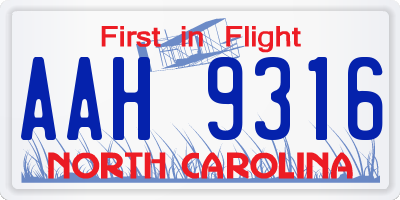 NC license plate AAH9316