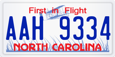 NC license plate AAH9334