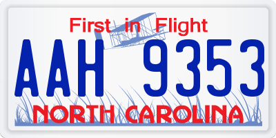 NC license plate AAH9353