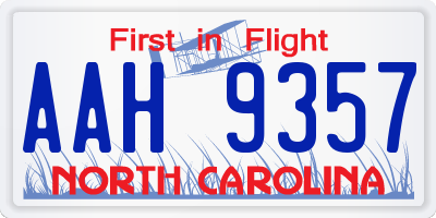 NC license plate AAH9357