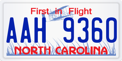 NC license plate AAH9360