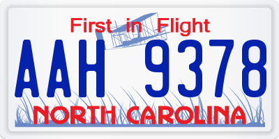 NC license plate AAH9378