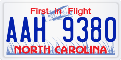NC license plate AAH9380