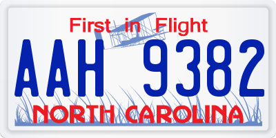 NC license plate AAH9382
