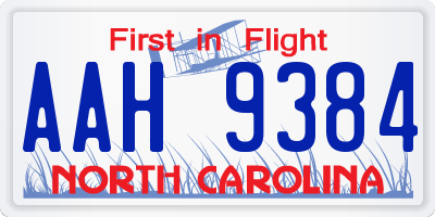 NC license plate AAH9384