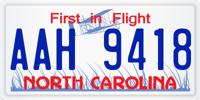 NC license plate AAH9418