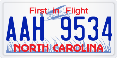 NC license plate AAH9534