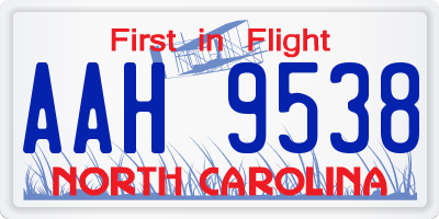 NC license plate AAH9538
