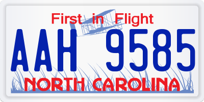 NC license plate AAH9585