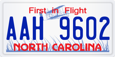 NC license plate AAH9602