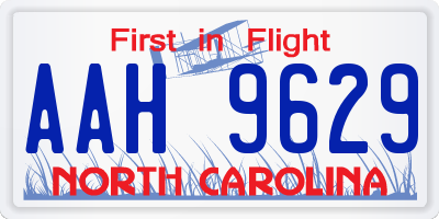 NC license plate AAH9629