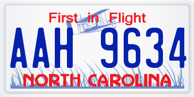 NC license plate AAH9634