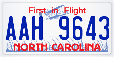 NC license plate AAH9643