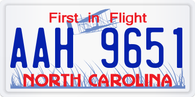 NC license plate AAH9651
