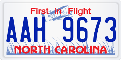 NC license plate AAH9673