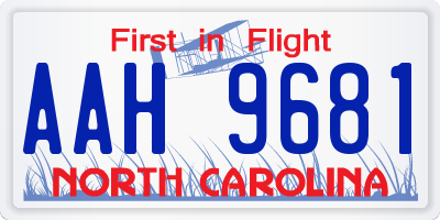 NC license plate AAH9681