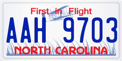 NC license plate AAH9703