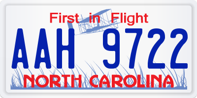 NC license plate AAH9722
