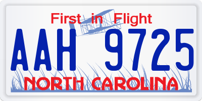 NC license plate AAH9725
