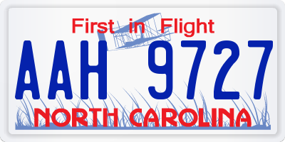 NC license plate AAH9727