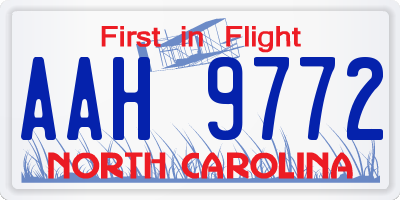 NC license plate AAH9772