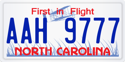 NC license plate AAH9777