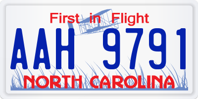 NC license plate AAH9791