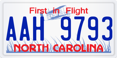 NC license plate AAH9793