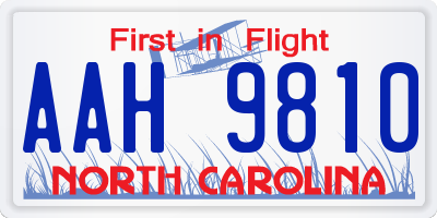 NC license plate AAH9810
