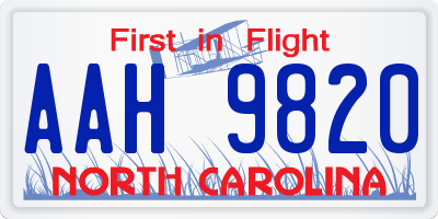 NC license plate AAH9820