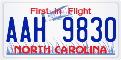 NC license plate AAH9830