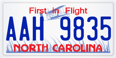 NC license plate AAH9835
