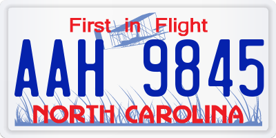 NC license plate AAH9845