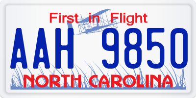 NC license plate AAH9850