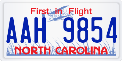 NC license plate AAH9854