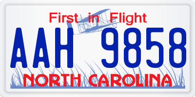 NC license plate AAH9858