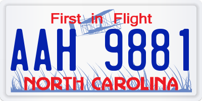 NC license plate AAH9881