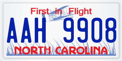 NC license plate AAH9908